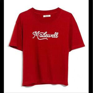 Embroidered Madewell Easy Crop Tee in Cinnamon